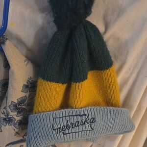 Kids' Cozy Knit Beanie - Green, Yellow, and Gray